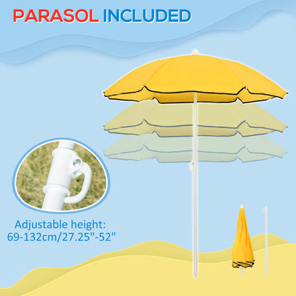 2 in 1 Sand and Water Table w/ Accessories, Adjustable Parasol - Multicoloured