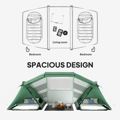 Outsunny 4-6 Man UV Protection Camping Tent - Green and White