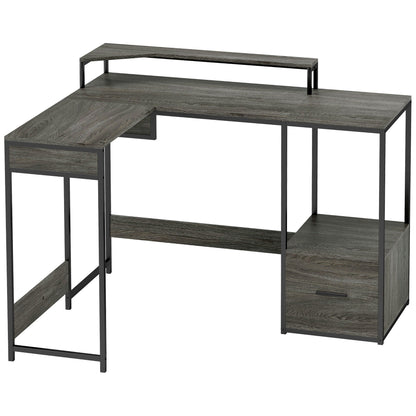 HOMCOM Industrial 'L' Shaped Multi-Work Desk - Charcoal Grey
