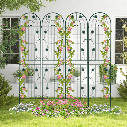 2/4 Opakowanie Metalowej Kratki Ogrodowej 180 cm x 50 cm Panel Kratowy-Zielony-4 Opakowania