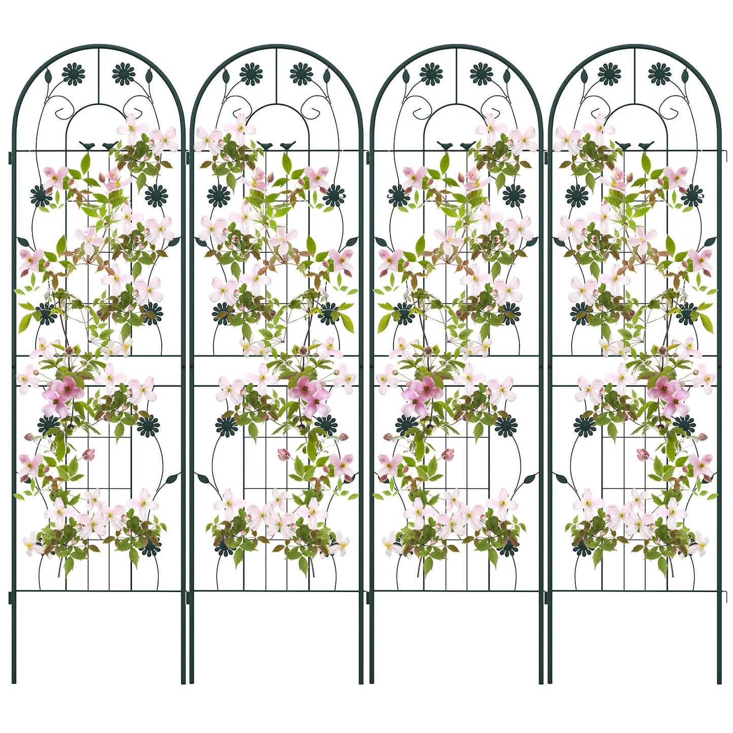 2/4 Opakowanie Metalowej Kratki Ogrodowej 180 cm x 50 cm Panel Kratowy-Zielony-4 Opakowania