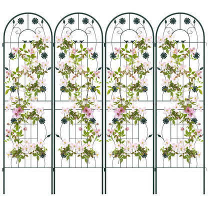 2/4 Opakowanie Metalowej Kratki Ogrodowej 180 cm x 50 cm Panel Kratowy-Zielony-4 Opakowania