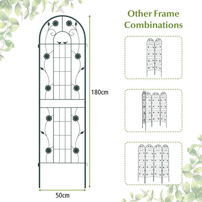 2/4 Opakowanie Metalowej Kratki Ogrodowej 180 cm x 50 cm Panel Kratowy-Zielony-4 Opakowania