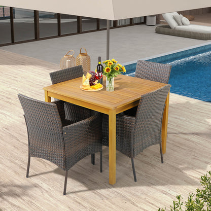 Patio Dining Chairs Set of 4 Outdoor PE Wicker Chairs with Removable Cushions