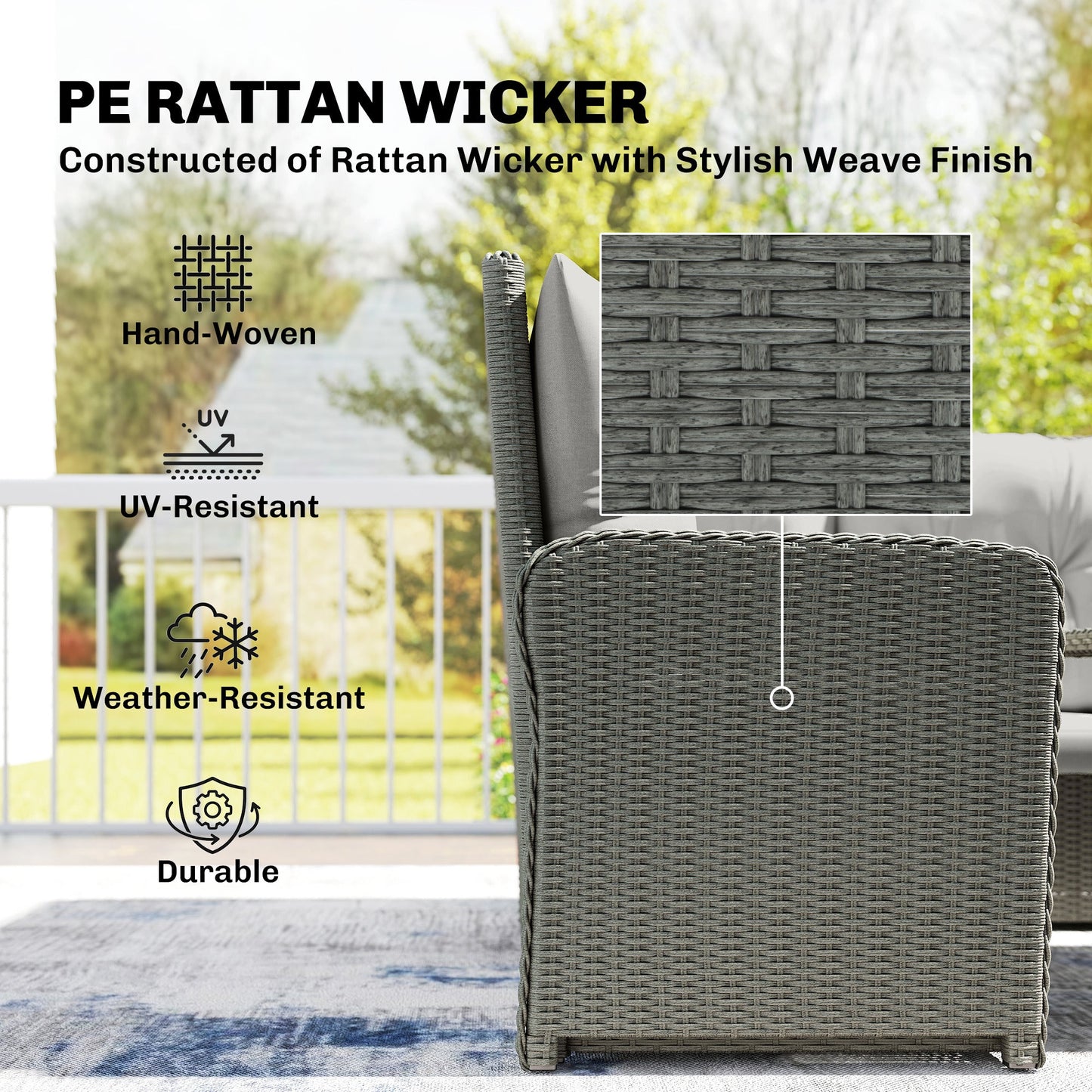 Outsunny 6 Pieces Outdoor PE Rattan Garden Furniture, Patio Wicker Sectional Conversation Corner Sofa