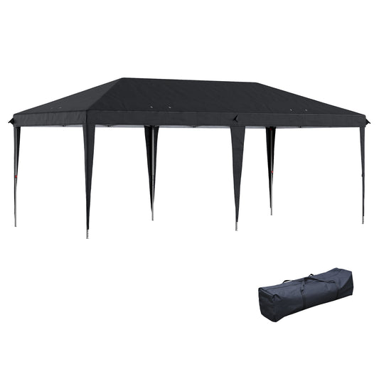 Outsunny Pop Up Gazebo 3 x 6m, składany namiot z baldachimem, regulowana wysokość markizy ślubnej z torbą transportową, czarny