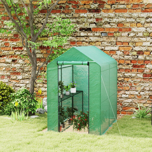 Outsunny 120 x 186cm Walk-In Greenhouse z półkami