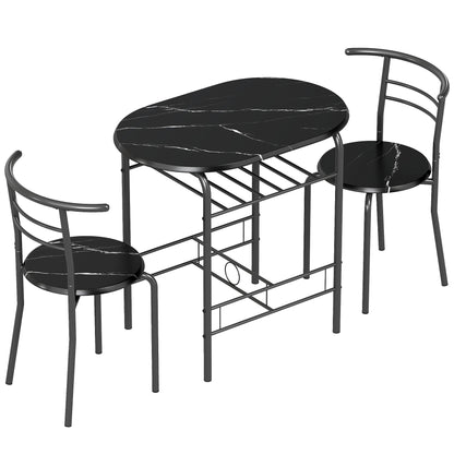 HOMCOM Three-Piece Compact Dining Set - Black