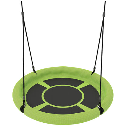 AIYAPLAY 100cm Diameter Nest Seat for Kids with Height Adjustable Hanging Ropes for Outdoor, Playground, Garden, Green