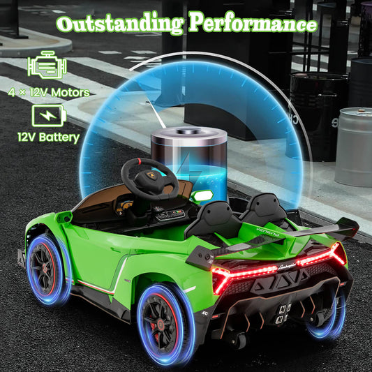 4WD Kids Ride On Sports Car Lamborghini with Taillights-Green