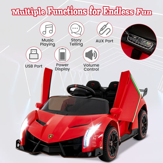 4WD Kids Ride On Sports Car Lamborghini with Taillights-Red