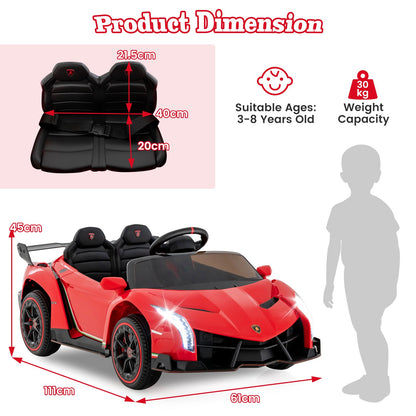 4WD Kids Ride On Sports Car Lamborghini with Taillights-Red