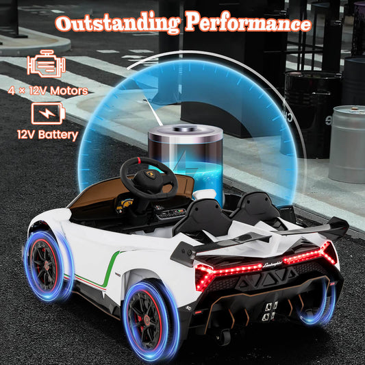 4WD Kids Ride On Sports Car Lamborghini with Taillights-White
