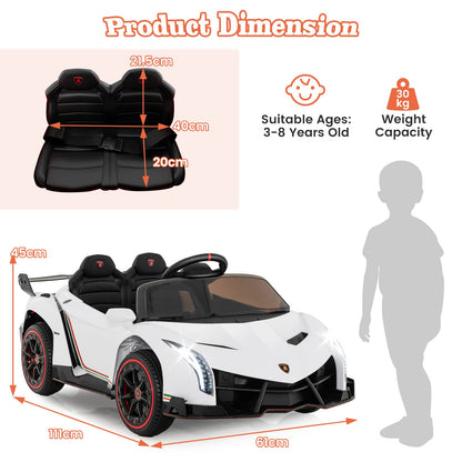 4WD Kids Ride On Sports Car Lamborghini with Taillights-White