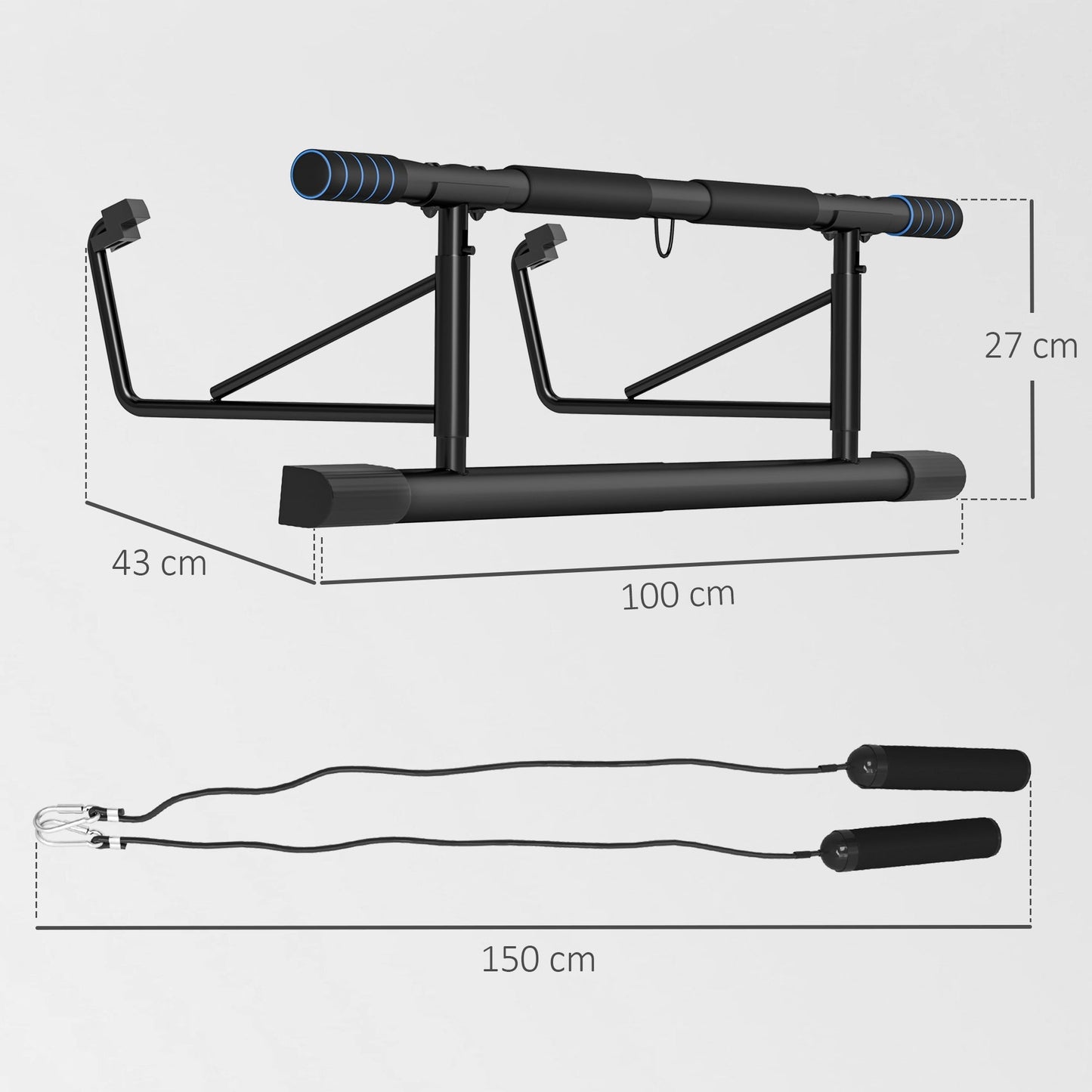 SPORTNOW Pull-Up Bar, No-Drilling Chin-Up Bar, Push-Up Stand with Resistance Bands, Padded Handles for Home Gym Exercise