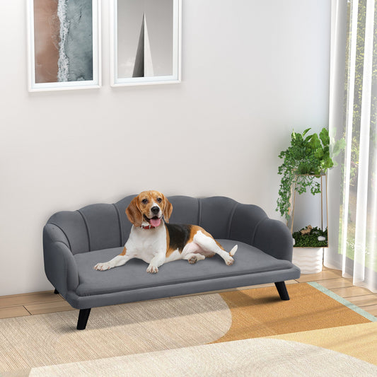 Sofa dla psa PawHut, legowisko dla zwierząt, dla średnich i dużych psów, z nogami i poduszką – szara