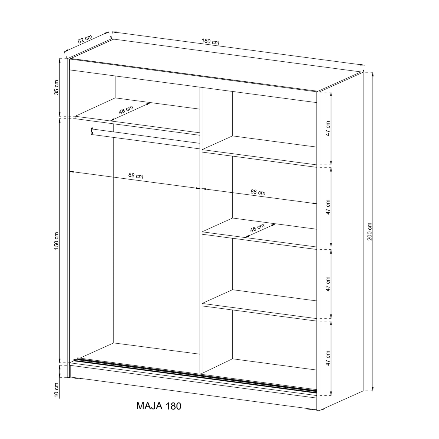 Wiki IX Sliding Door Wardrobe 180cm