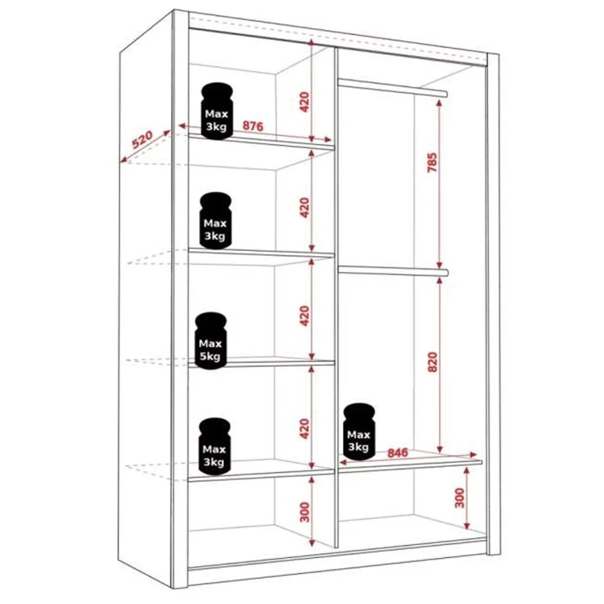 Bonito Sliding Door Wardrobe with Mirror - 180 White