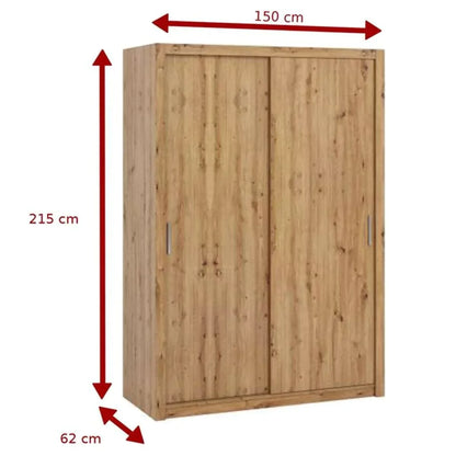 Bonito Sliding Door Wardrobe - 150 Gold Oak