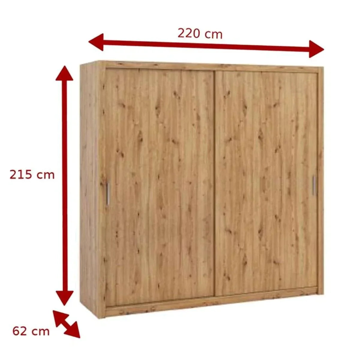 Bonito Sliding Door Wardrobe - 220 Oak Artisan