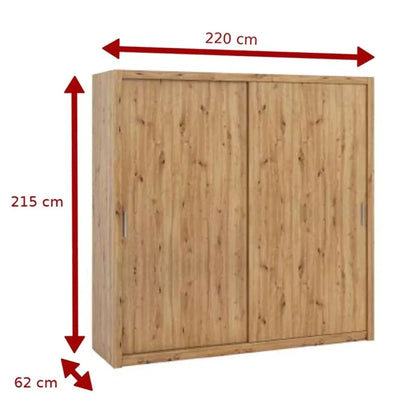 Bonito Sliding Door Wardrobe - 220 Gold Oak