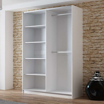 White Mirrored Sliding Door Wardrobe 150cm – OXFORD