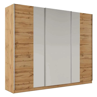 Lothian 3 Sliding Door Wardrobe with Mirror - 250 Oak Wotan