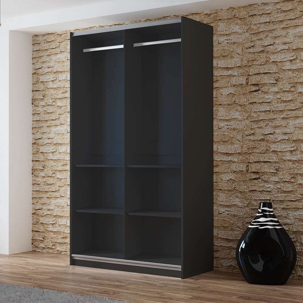Black Mirrored Sliding Door Wardrobe 120cm – OXFORD