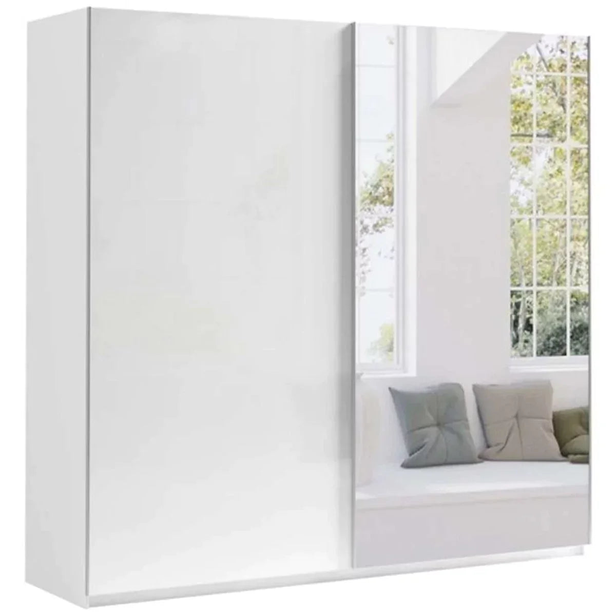 Morocco 2 Sliding Door Mirror High Gloss Wardrobe - 220cm