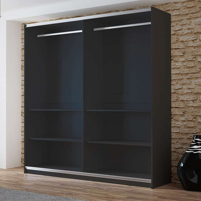 Black Mirrored Sliding Door Wardrobe 200cm – OXFORD