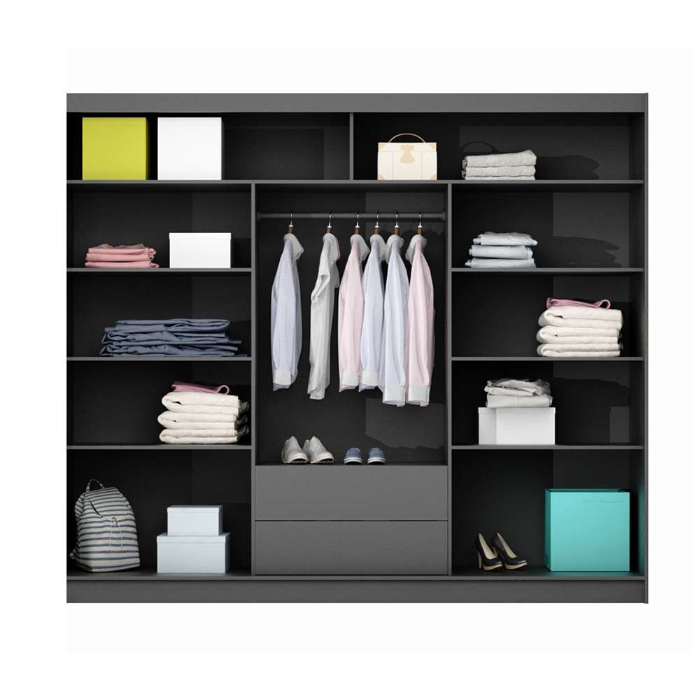 Graphite Full Mirrored Sliding Door Wardrobe 250cm – ALDRIDGE