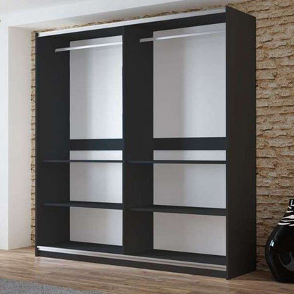 Graphite Mirrored Sliding Door Wardrobe 200cm – OXFORD