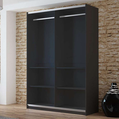 Black Mirrored Sliding Door Wardrobe 150cm – OXFORD