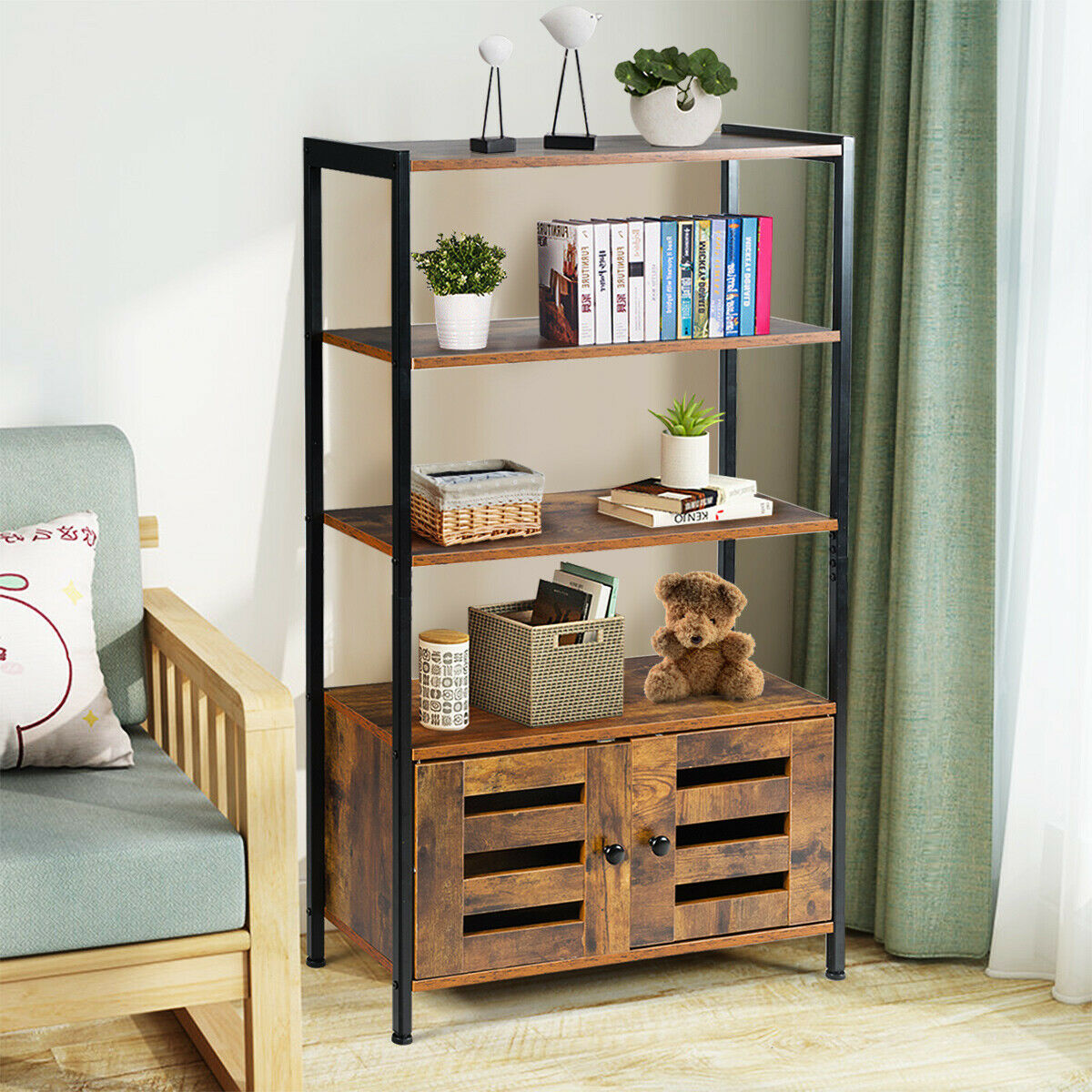 4-Tier Floor-standing Bookshelf  Home Display Stand Shelf