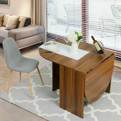 Wooden Folding Dining Table with 3 Convertible Shapes