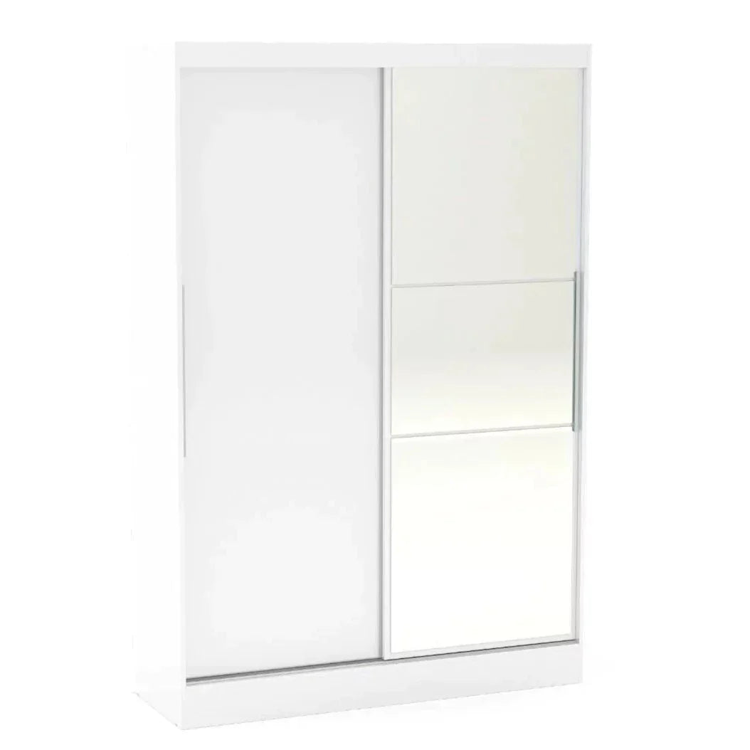 Lynx 2 Door Mirrored Sliding Wardrobe - White