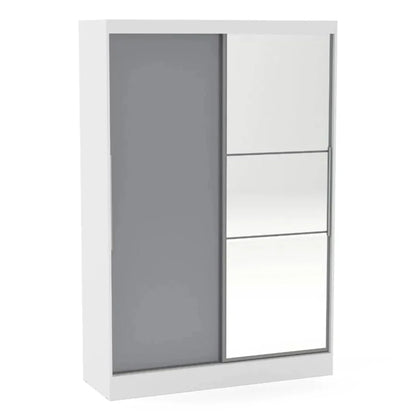 Lynx 2 Door Mirrored Sliding Wardrobe - White and Grey