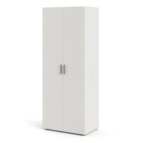 Classic Design Woodgrain 2 Doors Wardrobe - White