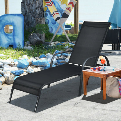 Folding Outdoor Patio Recliner Chair with 5-Level Adjustable Angles-Black