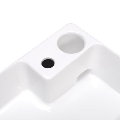 58cm W Bathroom Ceramic White Square Sink