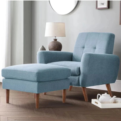 Monza Stylish Retro Linen Fabric Armchair - Blue