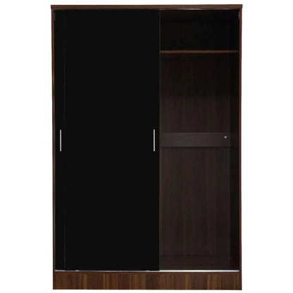 Reflect High Gloss XL 2 Door Sliding Wardrobe - Black & Walnut