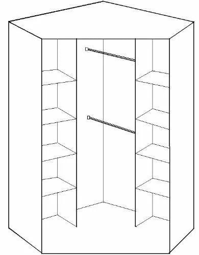 Clappen 2 Door Mirrored Gloss Corner Wardrobe - White