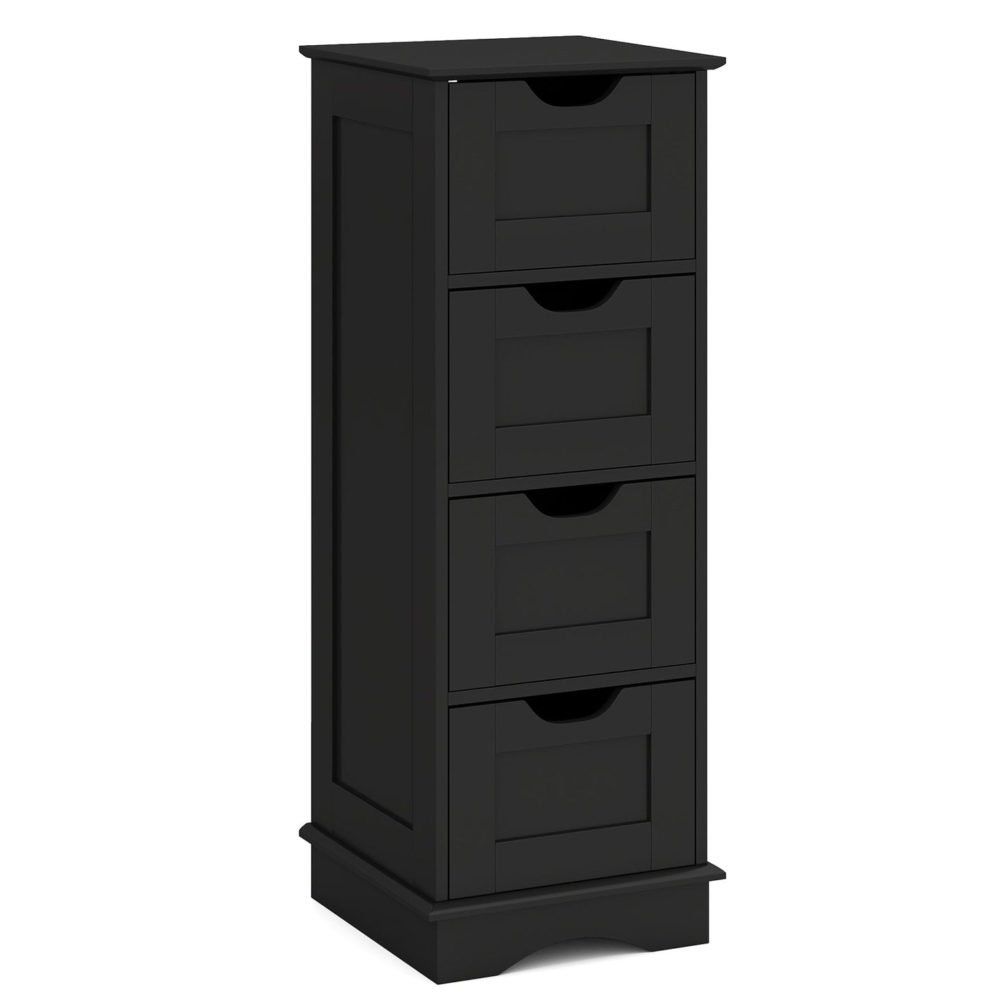 4-Drawer Bathroom Cabinet Narrow Floor Standing Cabinet-Black
