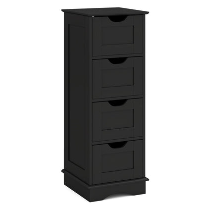 4-Drawer Bathroom Cabinet Narrow Floor Standing Cabinet-Black