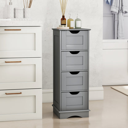4-Drawer Bathroom Cabinet Narrow Floor Standing Cabinet-Grey