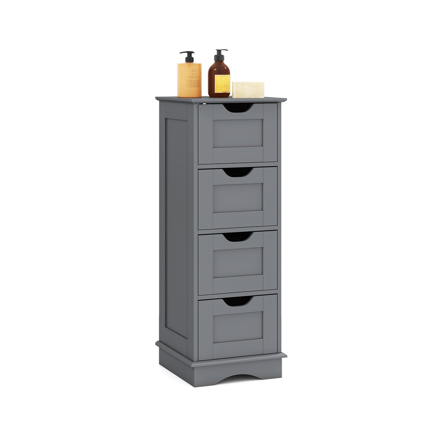 4-Drawer Bathroom Cabinet Narrow Floor Standing Cabinet-Grey