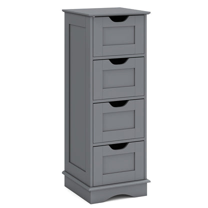 4-Drawer Bathroom Cabinet Narrow Floor Standing Cabinet-Grey