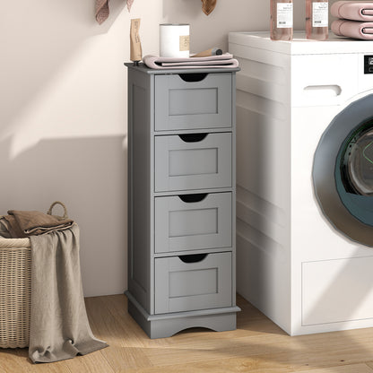 4-Drawer Bathroom Cabinet Narrow Floor Standing Cabinet-Grey