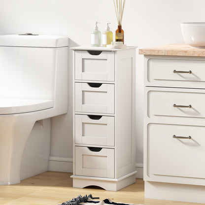 4-Drawer Bathroom Cabinet Narrow Floor Standing Cabinet-White